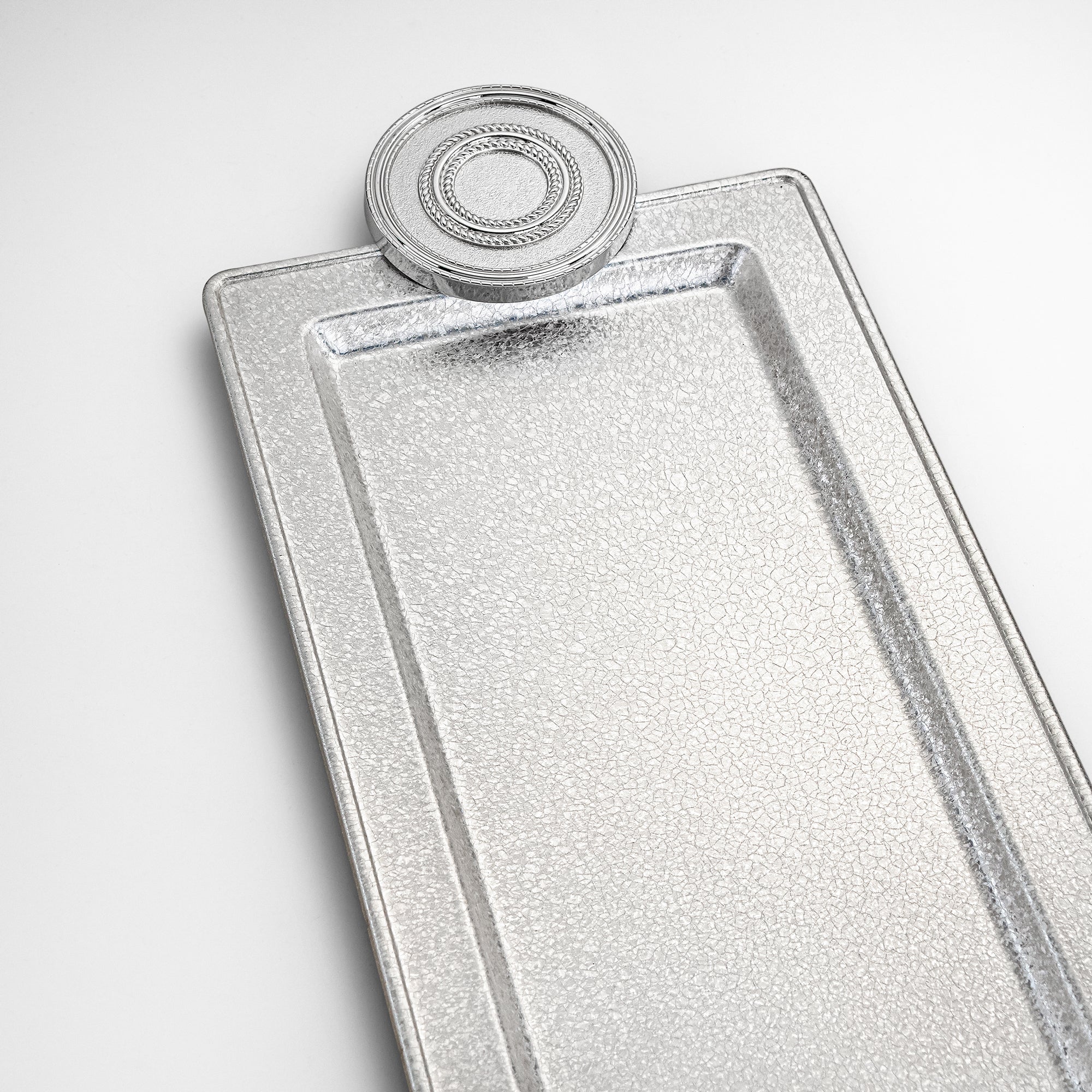 Almarjan Serving Tray 50 cm Silver Crackle