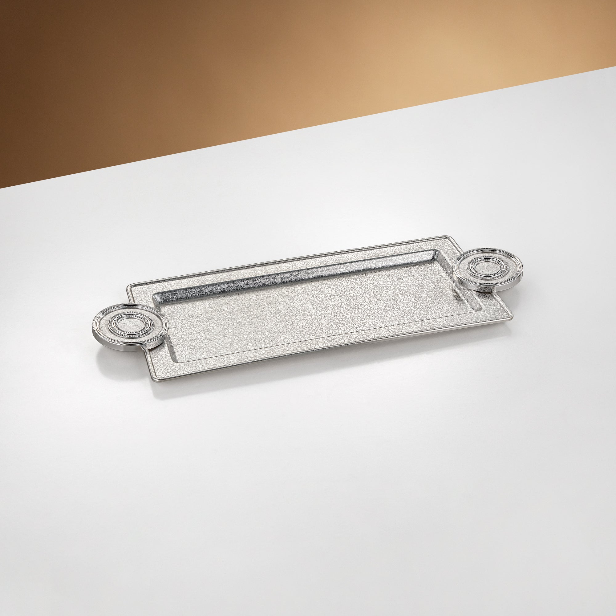 Almarjan Serving Tray 50 cm Silver Crackle