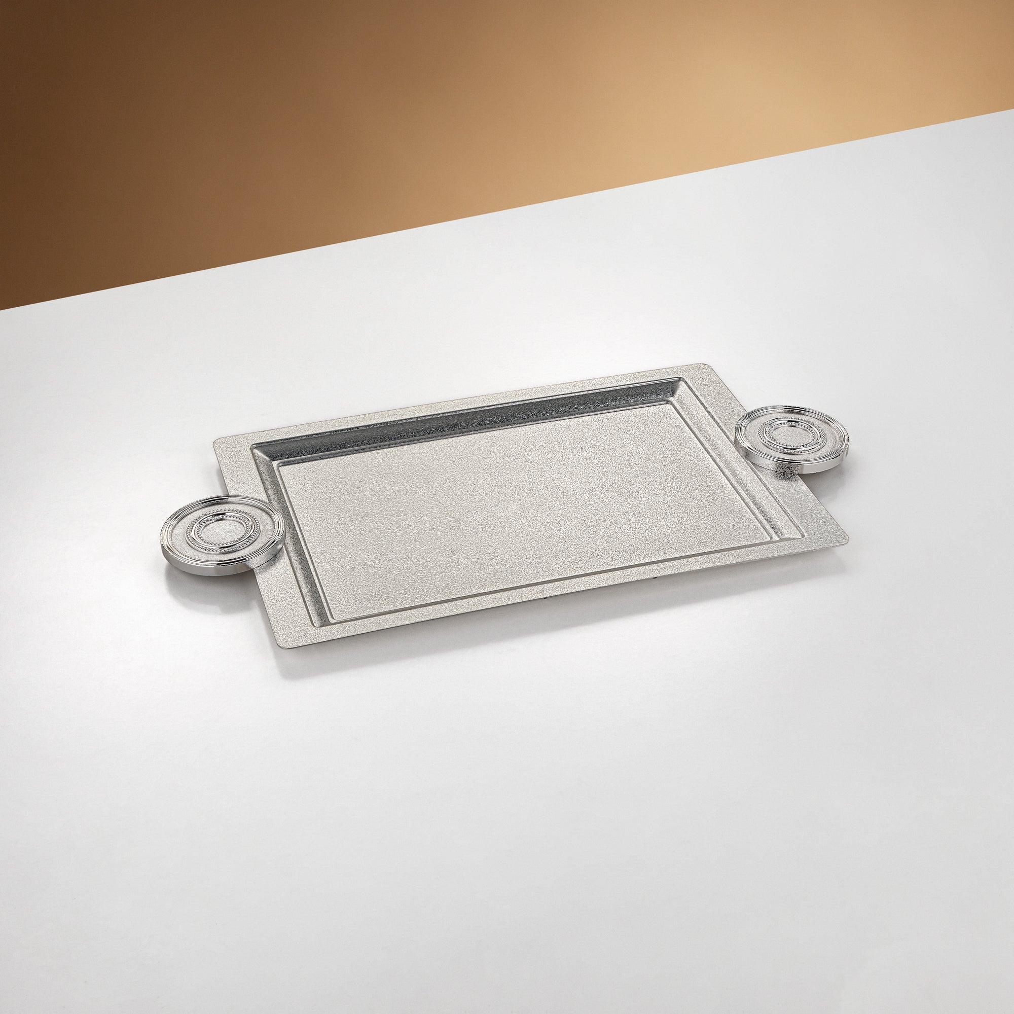 Almarjan Serving Tray 49 cm Silver Crackle