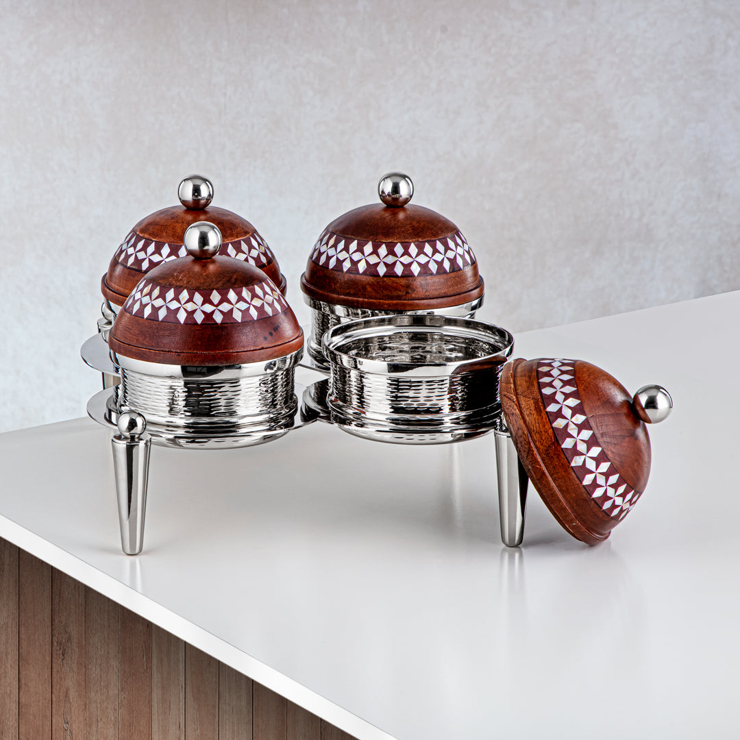 Almarjan 4 Part Candy Set Wood & Silver - MD-2106 B