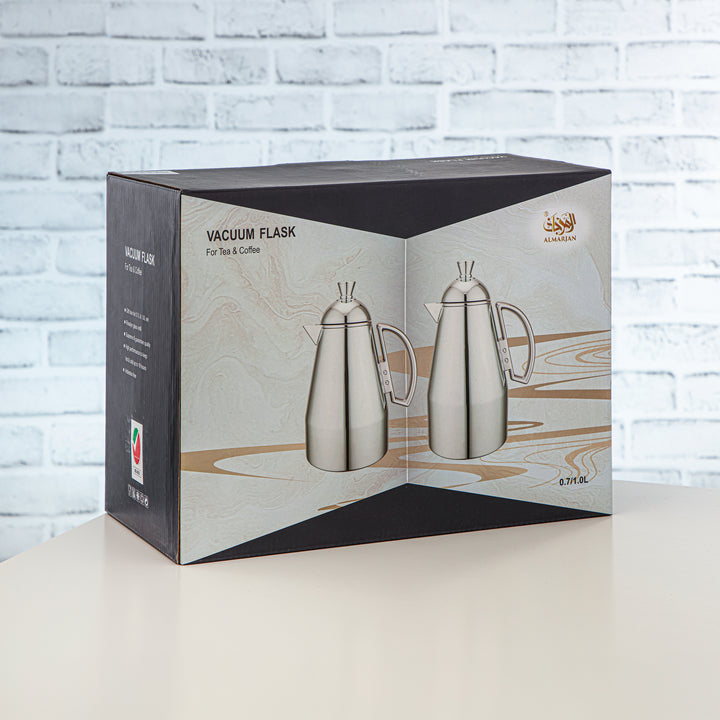 Almarjan 2 Pieces Vacuum Flask Set Silver & Gold - QNC-0700/1000CC95