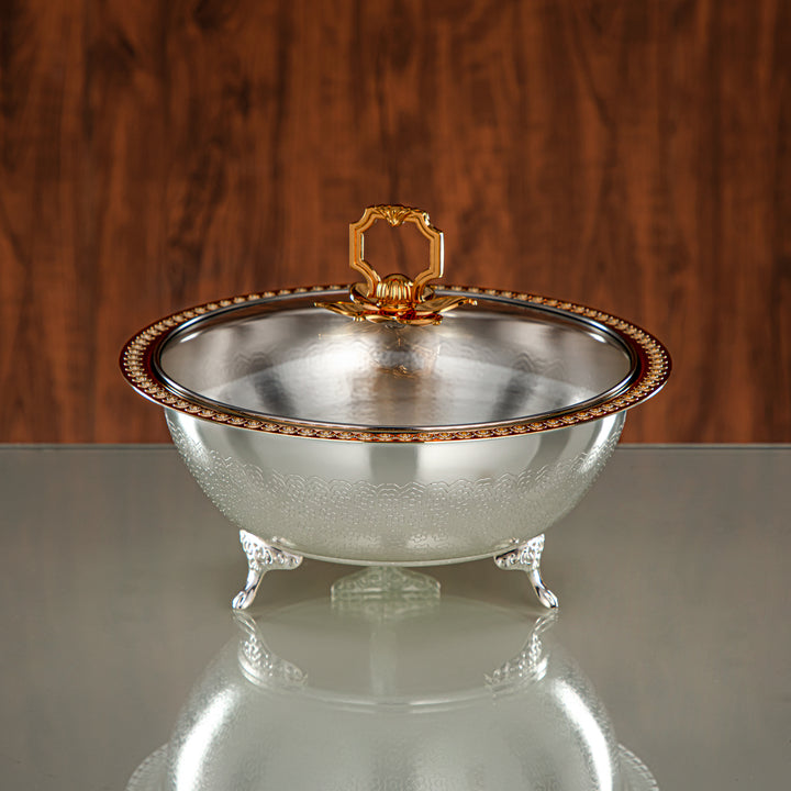 Almarjan Date Bowl 23CM (RBG4432L-SG) - Silver & Golden Glass Cover | Ramadan & Eid