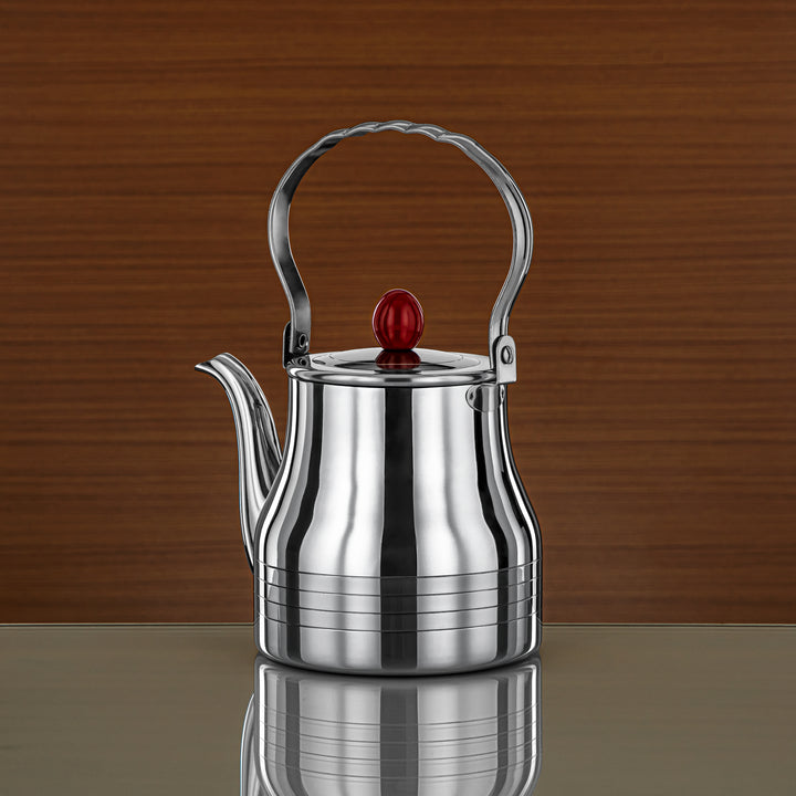 Almarjan 1.2 Liter Elegance Collection Stainless Steel Tea Kettle Silver & Maroon - STS0013140