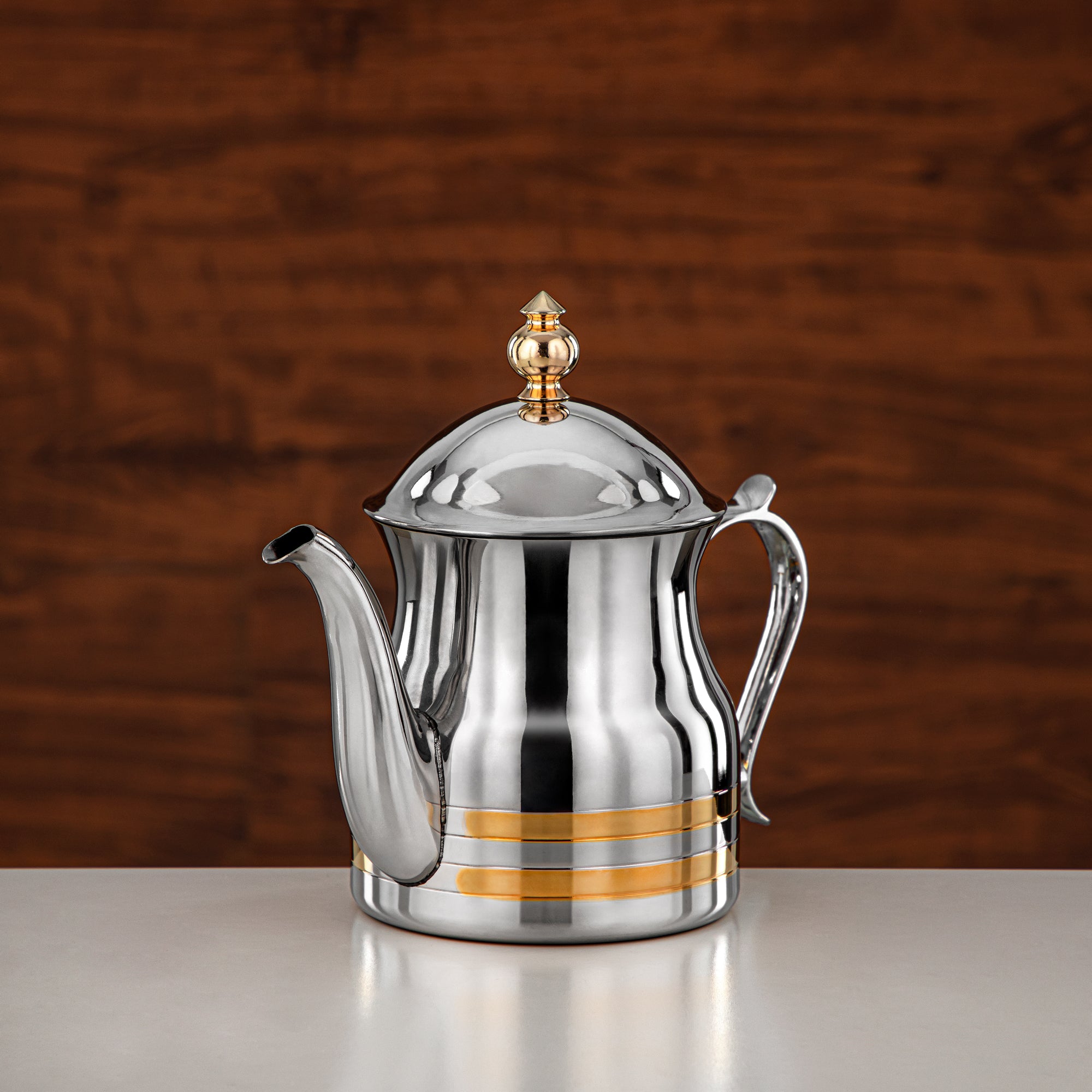 Almarjan Teapot 35oz Silver Gold – Elegance