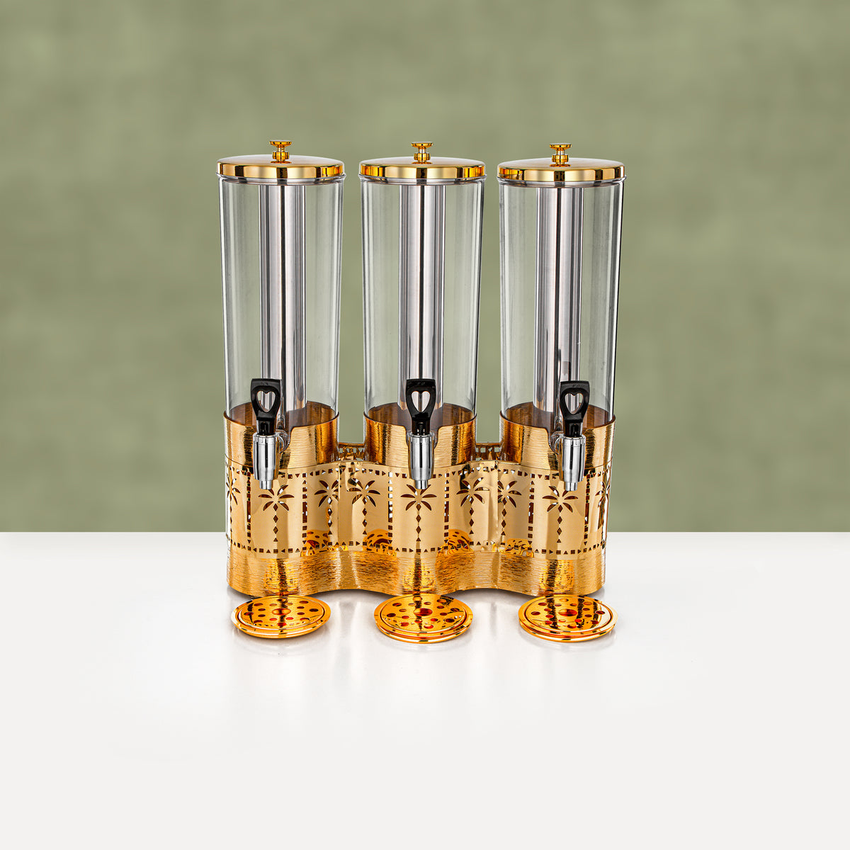 Almarjan Triple Juice Dispenser 3 L & 3 L & 3 L, Brushed Gold