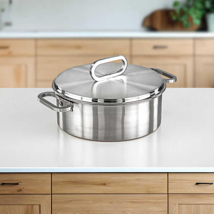 Almarjan 25 CM Diana Collection Stainless Steel Hot Pot Silver - H24P31