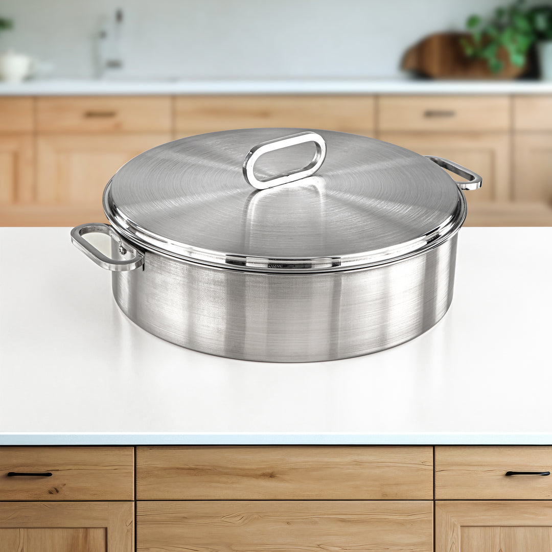 Almarjan 35 CM Diana Collection Stainless Steel Hot Pot Silver - H24P31