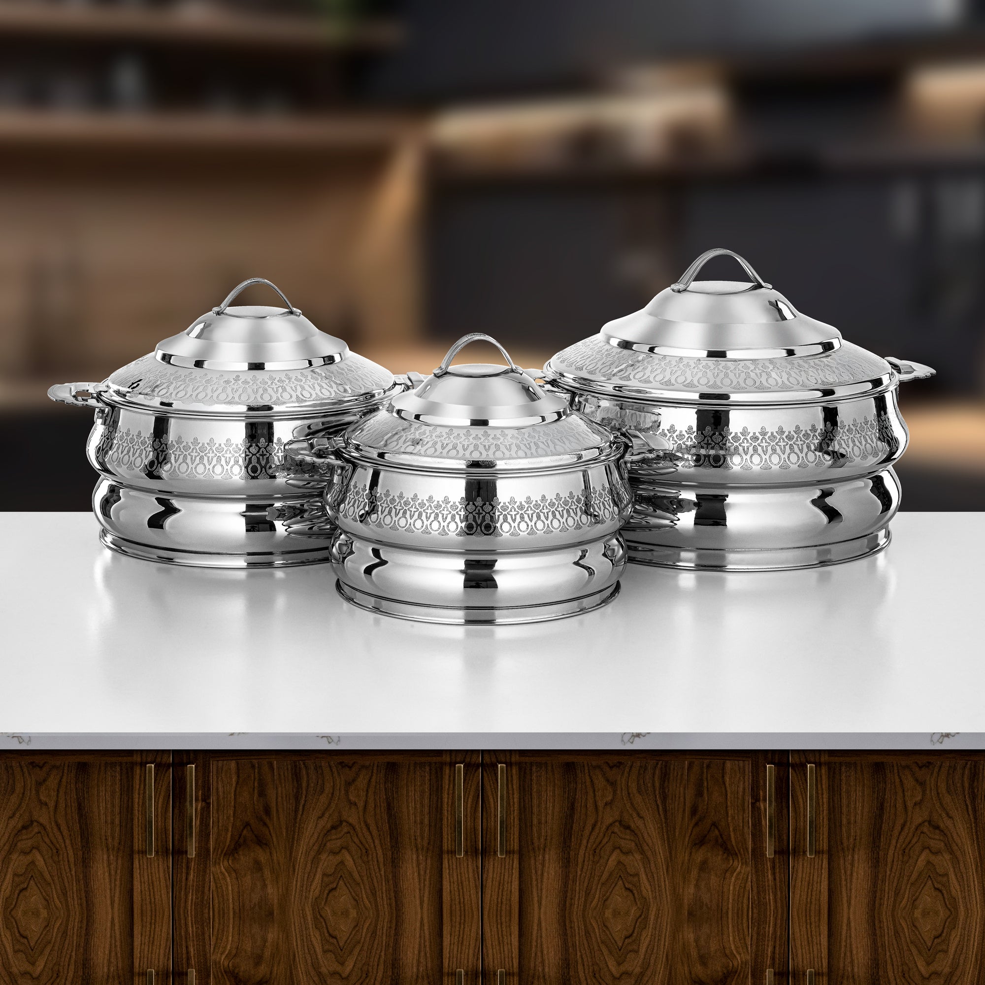 Almarjan Kawakeb Hot Pot Set 3 Pieces Silver