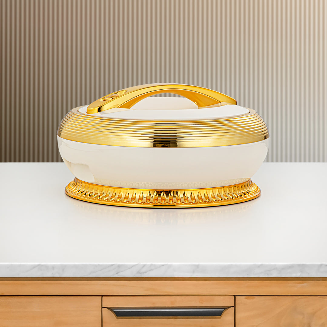 Almarjan 3 Pieces Plastic Hot Pot Set Pearl White & Gold - ZG PW/G