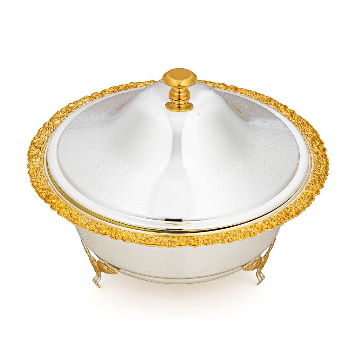 Shop ALMARJAN 22 CM Date Bowl With Cover Silver & Goldat Almarjanstore.com - UAE