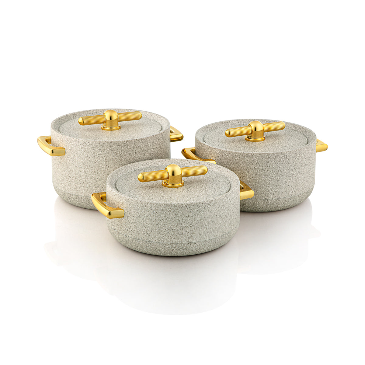 Forever Gold 3 Pieces Plastic Hot Pot Grey Granite & Gold - EF-GGR/G