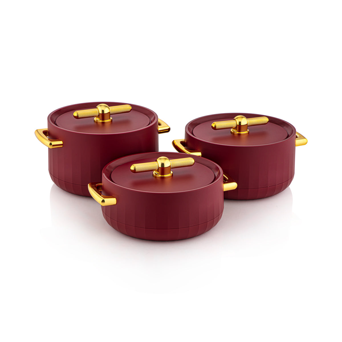 Forever Gold 3 Pieces Plastic Hot Pot Matt Red & Gold - EF-MBR/G