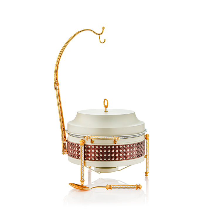 Almarjan 3000 ML Al Waha Collection Food Warmer Matt Beige & Gold - FW160-MBB-M