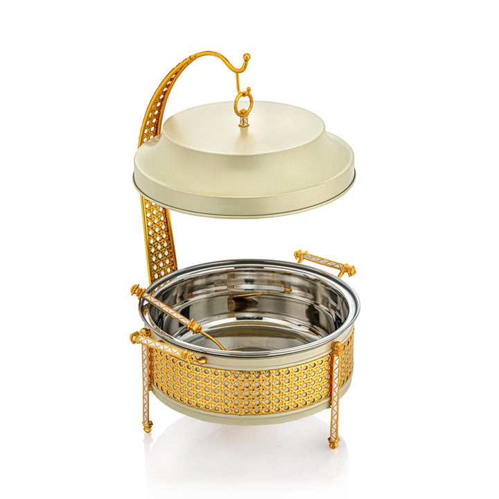 Almarjan 3500 ML Al Waha Collection Food Warmer Matt Beige & Gold - FW160-MBG-L