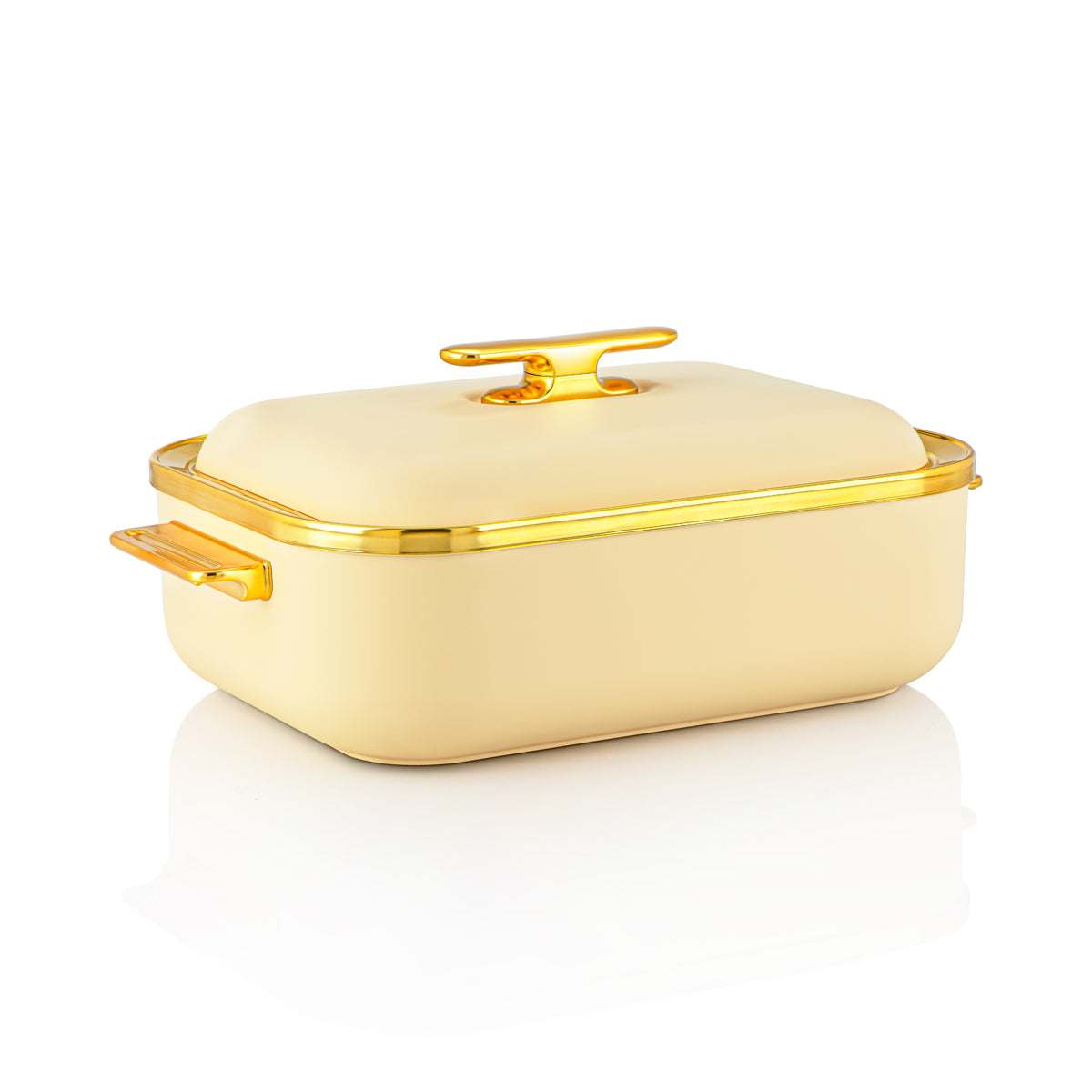 Almarjan 4 Liter Rectangle Plastic Hot Pot Light Yellow & Gold - HP03-400 Light Yellow Gold