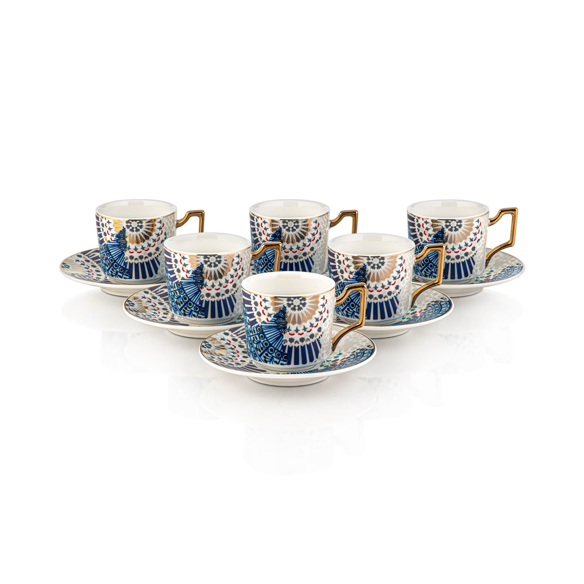 Almarjan 6 Pieces Fonon Collection Turkish Coffee Cup & Saucer - 3901