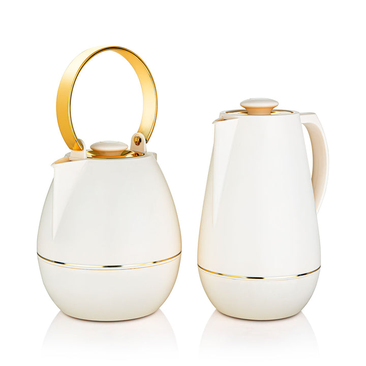 Shimizu 2 Pieces Vacuum Flask Set Matt Ivory & Gold - SM-1922AB-100 IV/G