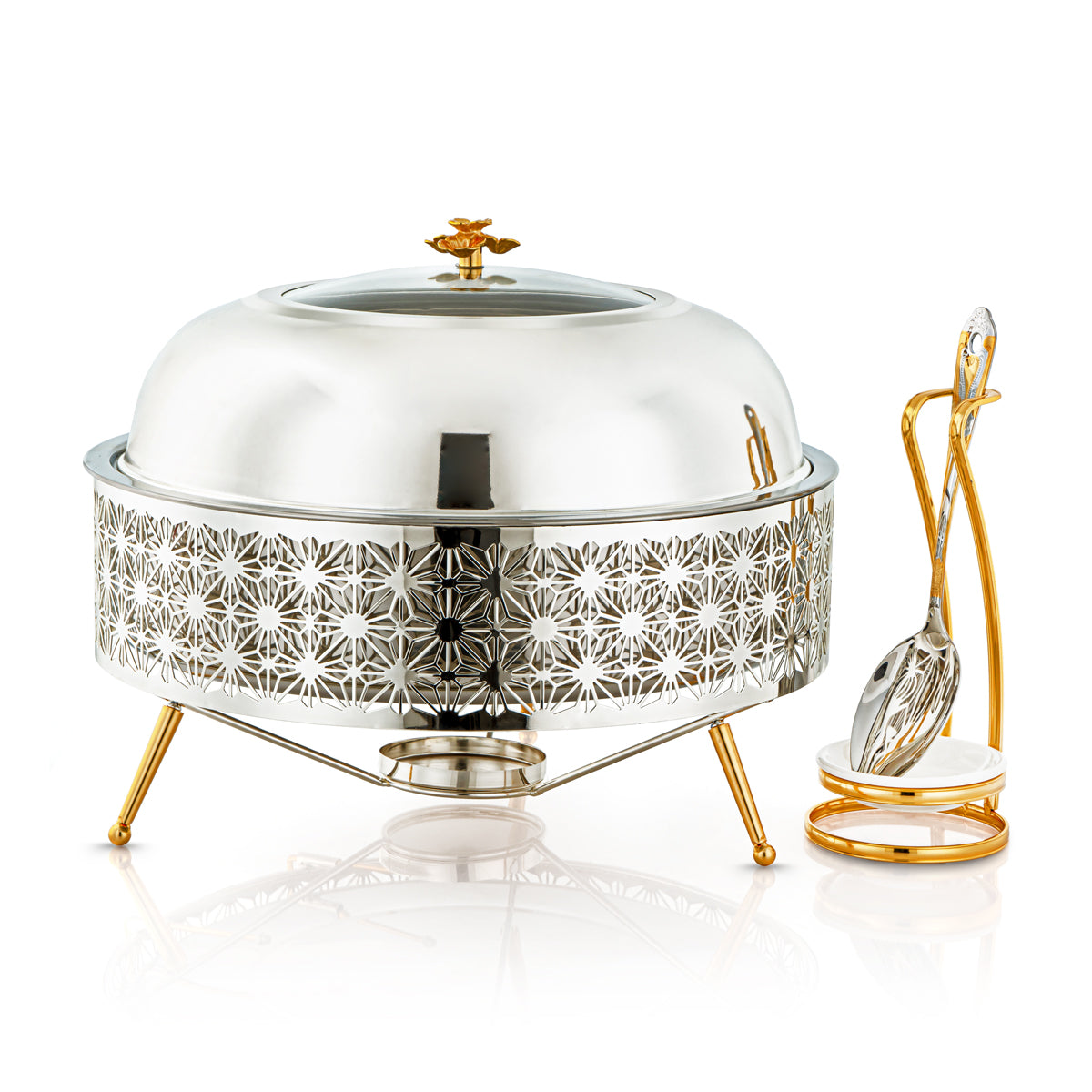 Almarjan 6500 ML Chafing Dish With Spoon Silver & Gold - STS0012911