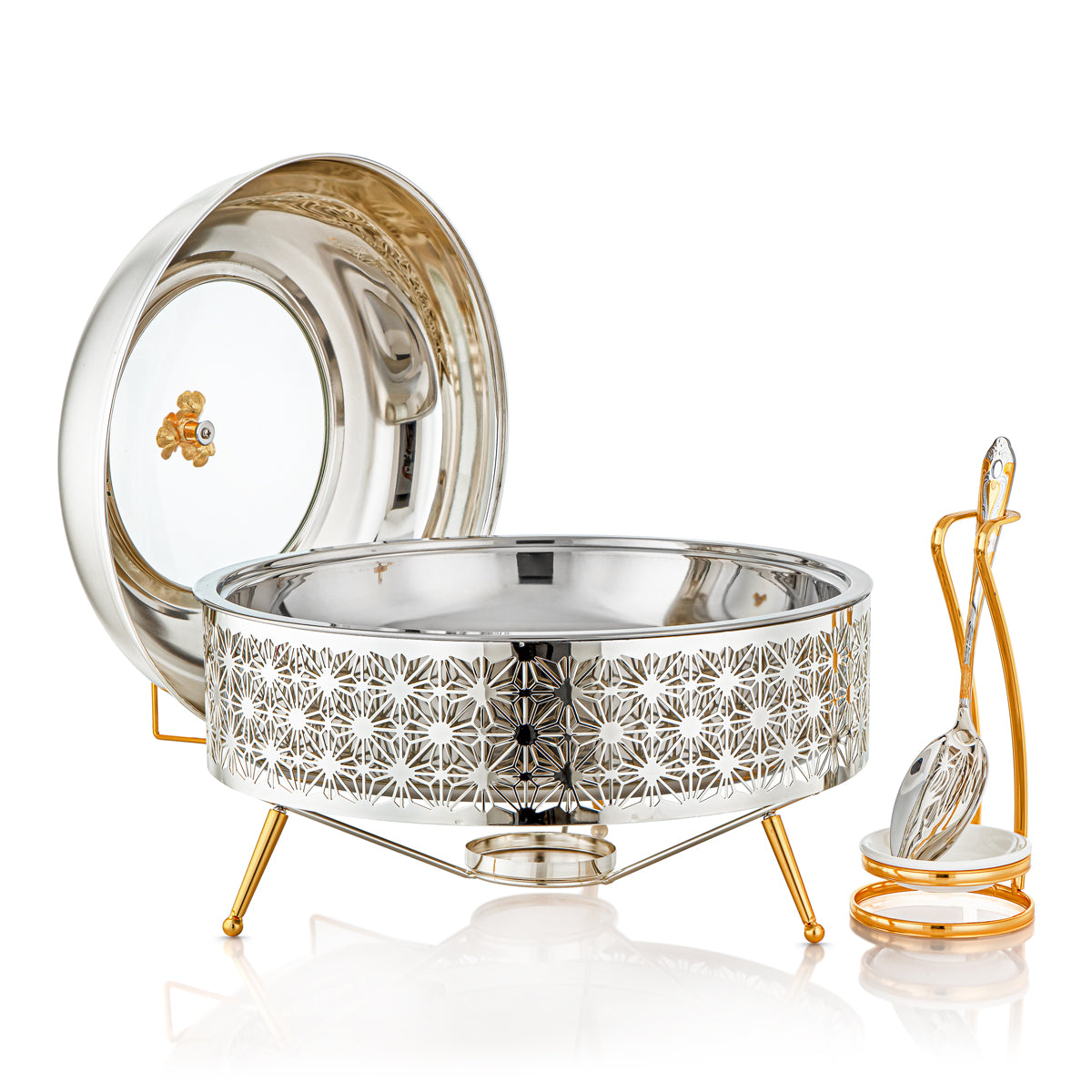 Almarjan 6500 ML Chafing Dish With Spoon Silver & Gold - STS0012911