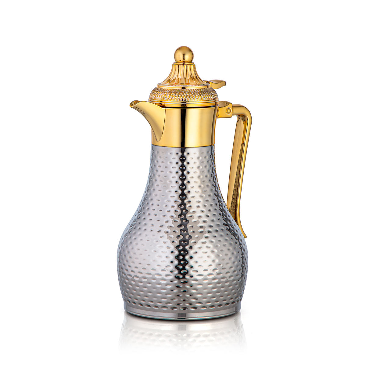 Almarjan 0.8 Liter Stainless Steel Vacuum Tea Dallah Silver & Gold - SUT/H-080-CRG