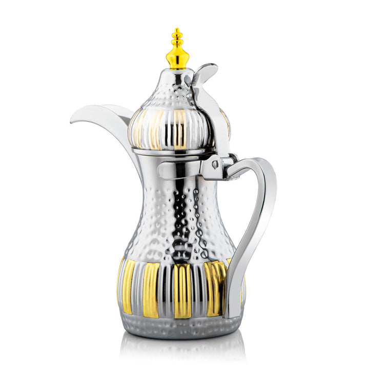  Almarjan 1.5 Liter Stainless Steel Dallah Silver & Gold - STS0010728 
